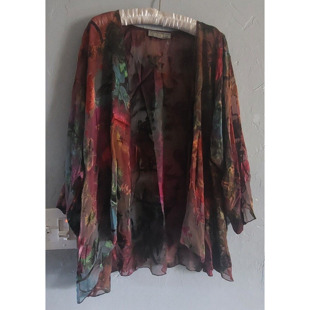 VINTAGE DINAH LEE Cardigan Open Front Floral women 16-18,pretty.Excellent Condit